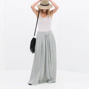 Zara Trafalec Black and White Polka Dot Maxi Skirt